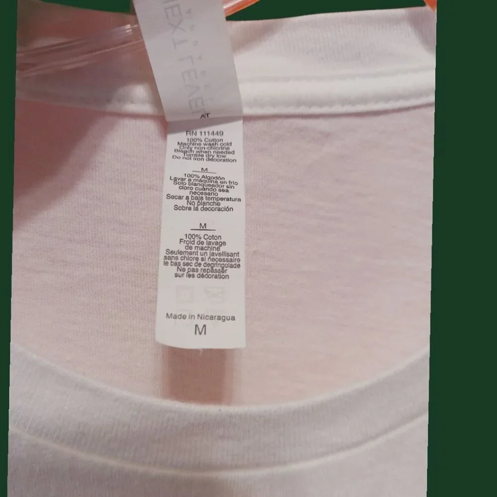 Next Level Tee W/ Red Hippo Logo On Pocket Mens T-Shirt  White Medium